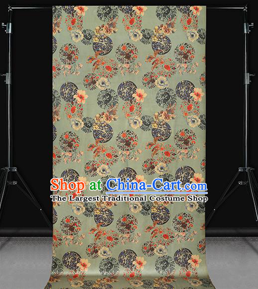 Chinese Traditional Silk Fabric Royal Peony Pattern Cheongsam Drapery Light Green Gambiered Guangdong Gauze