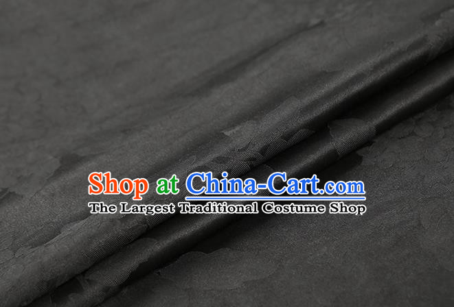 Chinese Royal Peony Pattern Black Gambiered Guangdong Gauze Brocade Cloth Drapery Traditional Cheongsam Jacquard Silk Fabric