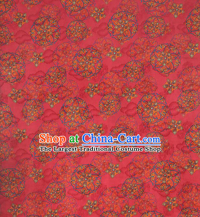 Chinese Red Brocade Cloth Drapery Royal Hydrangea Pattern Gambiered Guangdong Gauze Traditional Cheongsam Silk Fabric