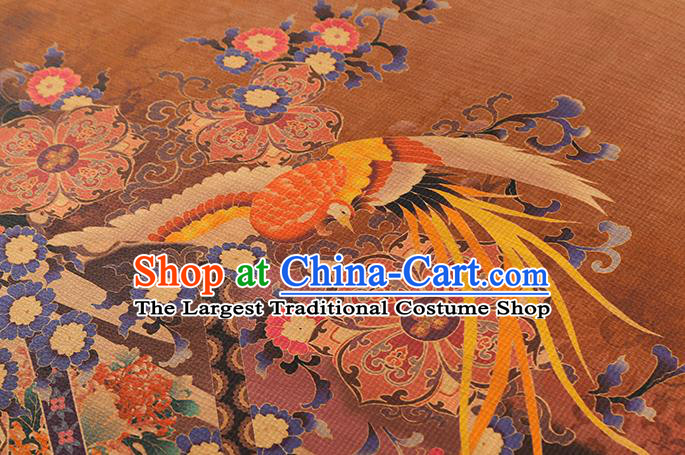 Chinese Traditional Purple Silk Fabric Gambiered Guangdong Gauze Royal Phoenix Pattern Cheongsam Cloth Drapery