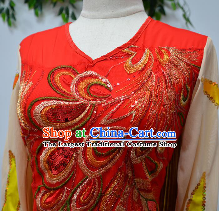 China Opening Dance Stage Performance Outfits Traditional Folk Dance Costume Drum Dance Clothing