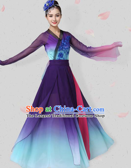 China Classical Dance Clothing Traditional Stage Performance Costume Umbrella Dance Purple Dress Outfits