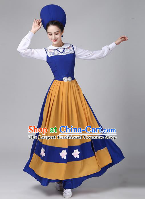 European Traditional Country Woman Clothing Switzerland Stage Performance Dress and Headwear
