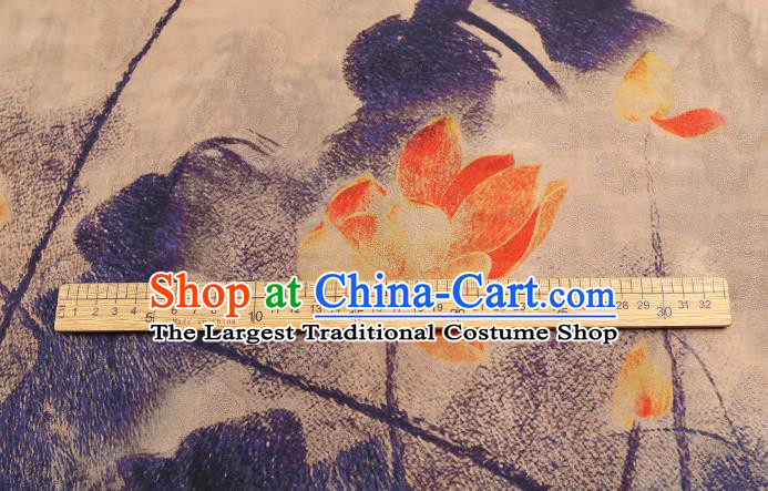 China Traditional Silk Fabric Classical Lotus Pattern Gambiered Guangdong Gauze Cheongsam Drapery