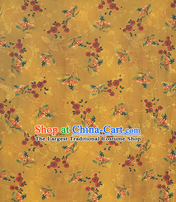 Chinese Ginger Brocade Cloth Drapery Gambiered Guangdong Gauze Traditional Cheongsam Royal Flowers Butterfly Pattern Silk Fabric