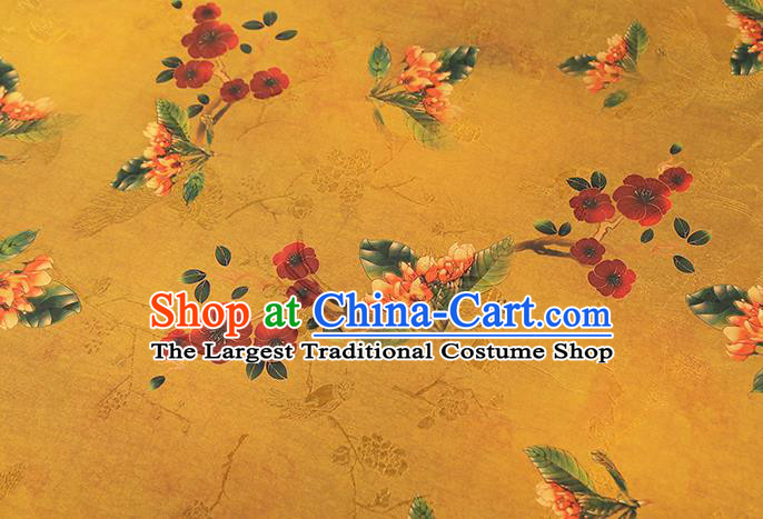 Chinese Ginger Brocade Cloth Drapery Gambiered Guangdong Gauze Traditional Cheongsam Royal Flowers Butterfly Pattern Silk Fabric