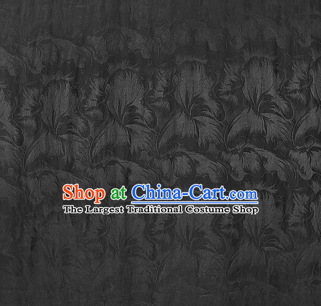 Chinese Jacquard Black Brocade Cloth Gambiered Guangdong Gauze Drapery Traditional Cheongsam Silk Fabric