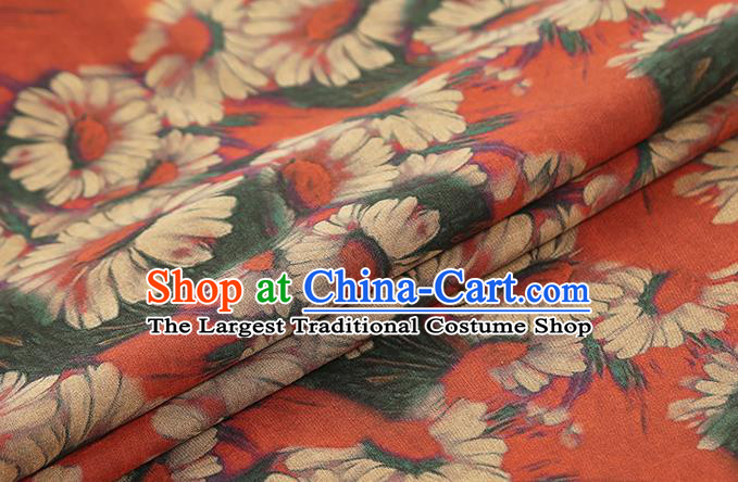 Chinese Red Brocade Cloth Gambiered Traditional Cheongsam Silk Fabric Classical Daisy Pattern Guangdong Gauze Drapery
