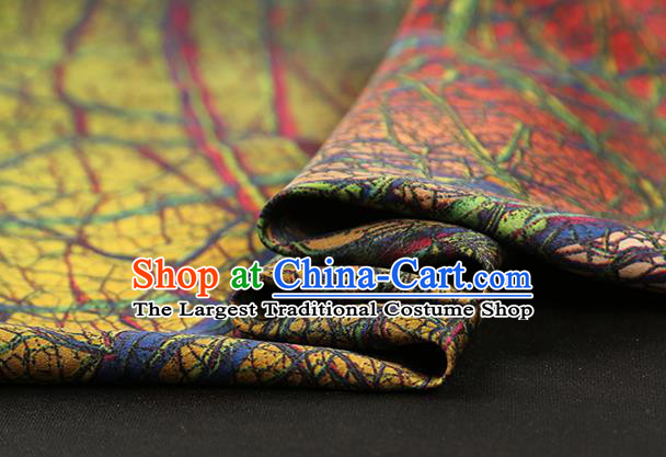 Chinese Printing Vine Green Brocade Cloth Traditional Cheongsam Silk Fabric Classical Gambiered Guangdong Gauze Drapery