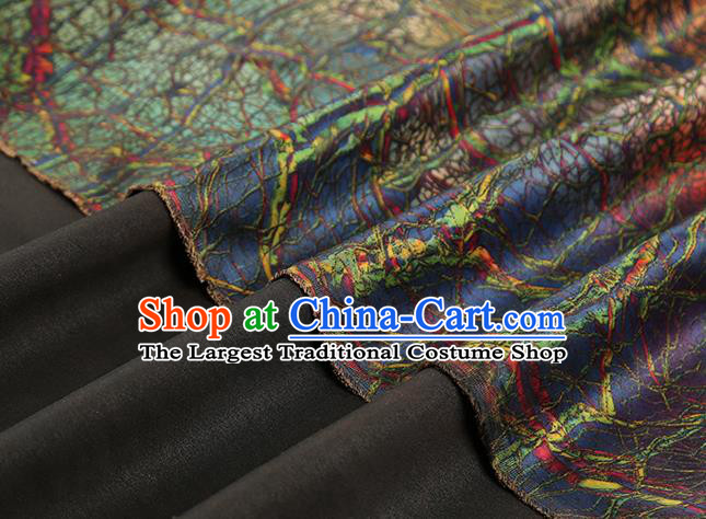 Chinese Printing Vine Green Brocade Cloth Traditional Cheongsam Silk Fabric Classical Gambiered Guangdong Gauze Drapery