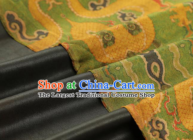 Chinese Classical Dragon Pattern Green Gambiered Guangdong Gauze Drapery Traditional Cheongsam Silk Fabric Brocade Cloth