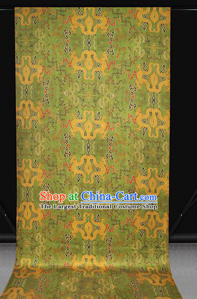 Chinese Classical Dragon Pattern Green Gambiered Guangdong Gauze Drapery Traditional Cheongsam Silk Fabric Brocade Cloth