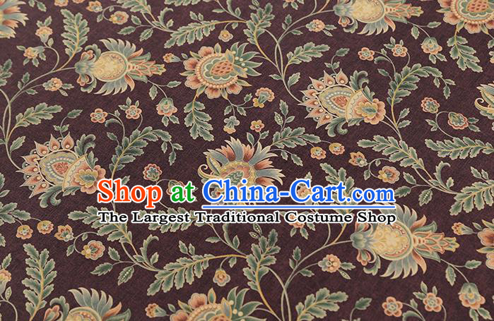 Chinese Traditional Purple Brocade Cloth Classical Flowers Pattern Gambiered Guangdong Gauze Drapery Cheongsam Silk Fabric