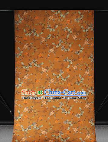 Chinese Traditional Orange Gambiered Guangdong Gauze Cheongsam Silk Drapery Classical Persimmon Pattern Brocade Fabric