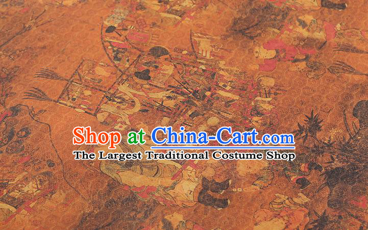 Chinese Traditional Cheongsam Brown Silk Drapery Classical Pedlar Pattern Gambiered Guangdong Gauze Brocade Fabric
