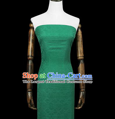 Chinese Jacquard Green Brocade Fabric Traditional Cheongsam Gambiered Guangdong Gauze Classical Silk Drapery