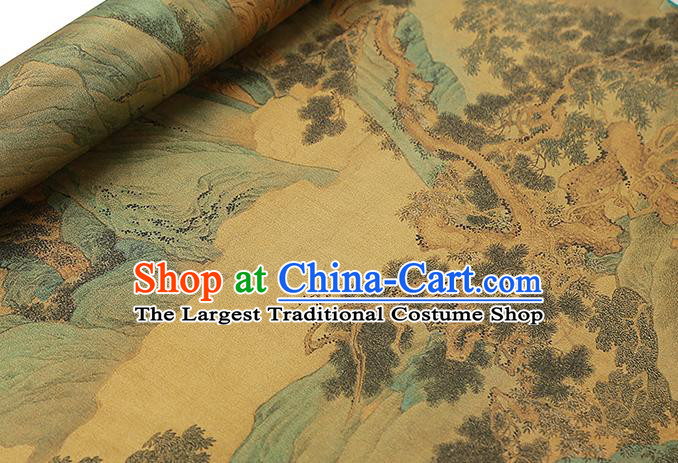 Chinese Traditional Ginger Brocade Drapery Cheongsam Gambiered Guangdong Gauze Classical Pine Pattern Silk Fabric