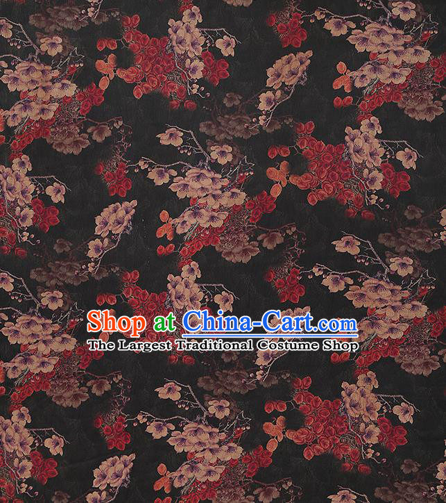 Chinese Cheongsam Black Gambiered Guangdong Gauze Classical Pattern Silk Drapery Traditional Brocade Fabric
