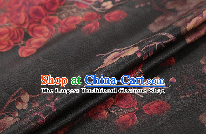Chinese Cheongsam Black Gambiered Guangdong Gauze Classical Pattern Silk Drapery Traditional Brocade Fabric