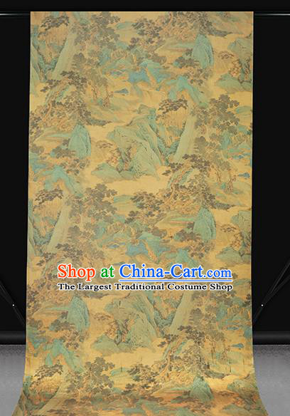 Chinese Traditional Ginger Brocade Drapery Cheongsam Gambiered Guangdong Gauze Classical Pine Pattern Silk Fabric