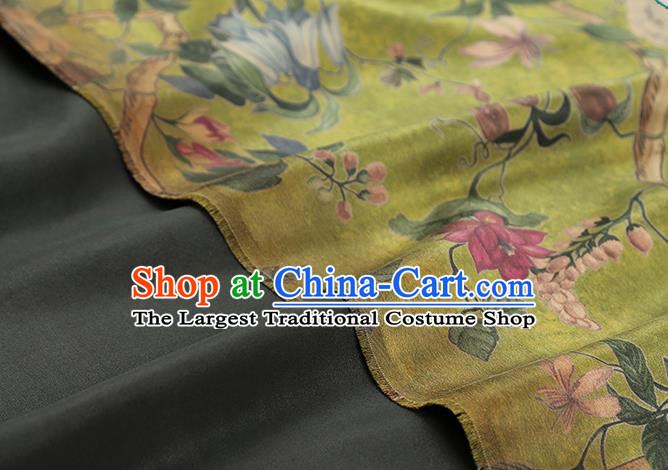 Chinese Classical Hibiscus Pattern Silk Drapery Traditional Cheongsam Satin White Brocade Fabric