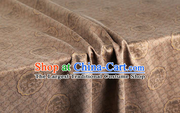 Chinese Traditional Tang Suit Brocade Fabric Satin Classical Dragon Peony Pattern Khaki Silk Drapery
