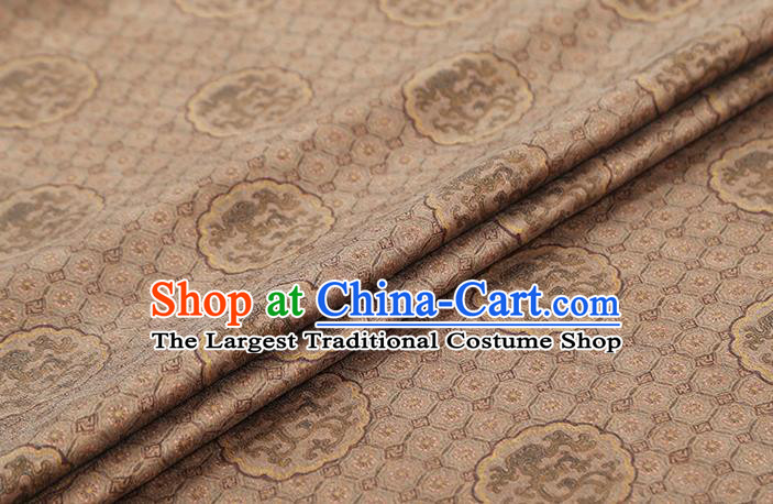 Chinese Traditional Tang Suit Brocade Fabric Satin Classical Dragon Peony Pattern Khaki Silk Drapery