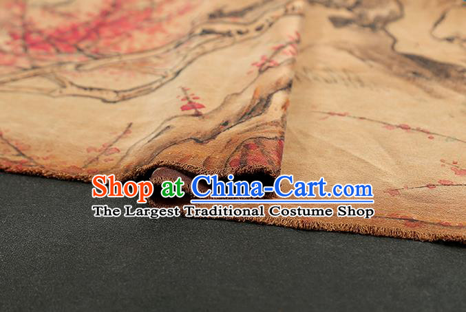 China Traditional Printing Gifted Lady Silk Fabric Cheongsam Drapery Classical Ginger Gambiered Guangdong Gauze