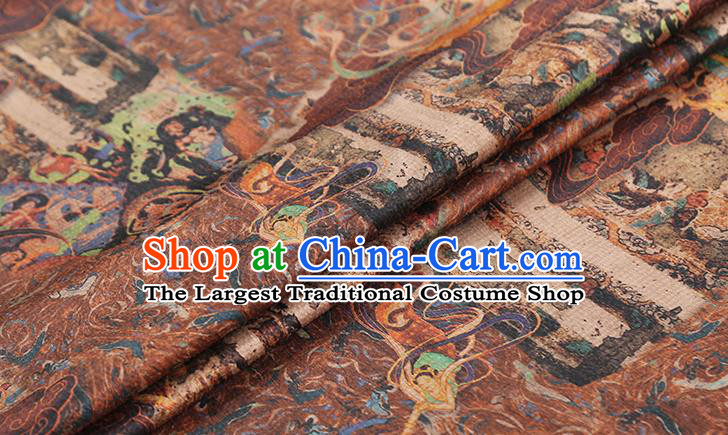 Chinese Traditional Silk Drapery Cheongsam Purple Gambiered Guangdong Gauze Cloth Classical Flying Fairy Pattern Brocade Fabric