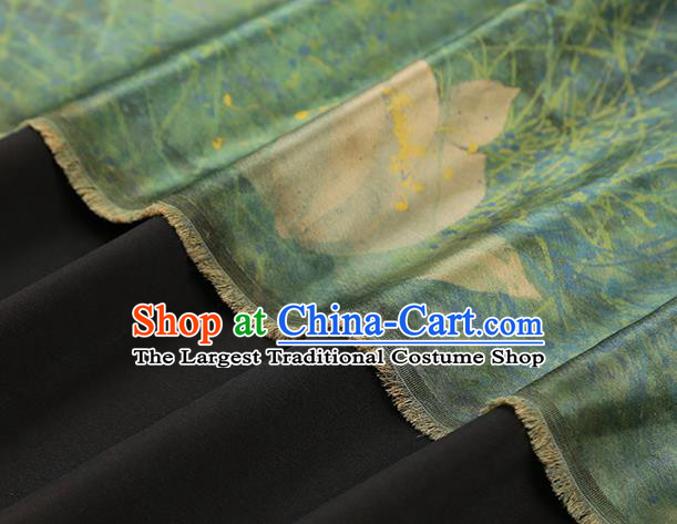 Chinese Cheongsam Light Green Gambiered Guangdong Gauze Traditional Brocade Drapery Classical Lotus Pattern Silk Fabric