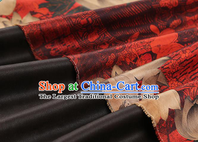 Chinese Traditional Brocade Drapery Classical Lotus Pattern Silk Fabric Cheongsam Red Gambiered Guangdong Gauze