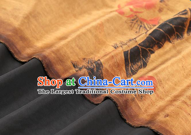Chinese Cheongsam Ginger Gambiered Guangdong Gauze Traditional Brocade Drapery Classical Lotus Pattern Silk Fabric
