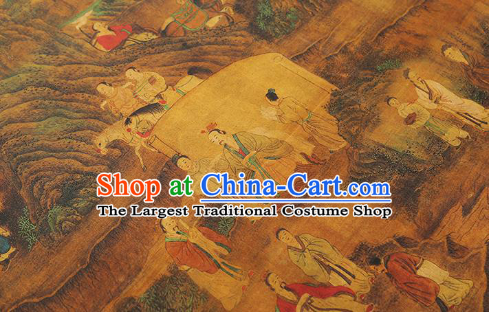 Chinese Traditional Brocade Drapery Classical Tributary Pattern Silk Fabric Cheongsam Brown Gambiered Guangdong Gauze