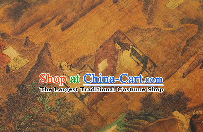 Chinese Traditional Brocade Drapery Classical Tributary Pattern Silk Fabric Cheongsam Brown Gambiered Guangdong Gauze