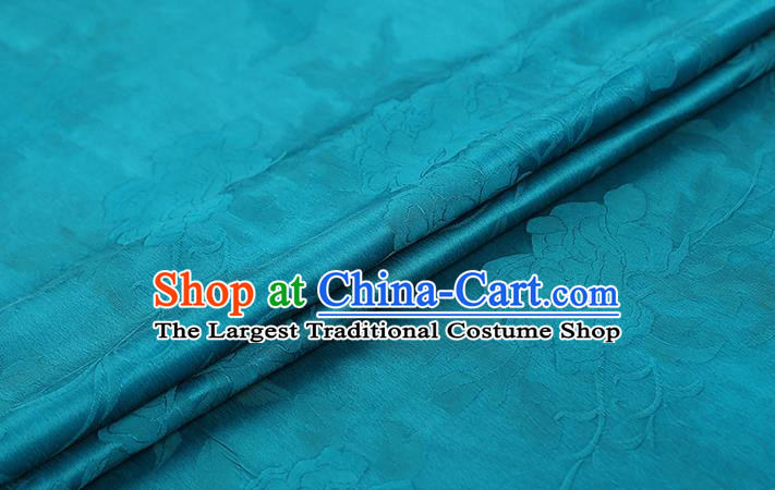Chinese Classical Peony Butterfly Pattern Silk Fabric Traditional Blue Brocade Drapery Cheongsam Gambiered Guangdong Gauze