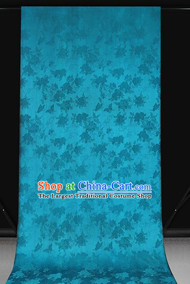 Chinese Classical Peony Butterfly Pattern Silk Fabric Traditional Blue Brocade Drapery Cheongsam Gambiered Guangdong Gauze