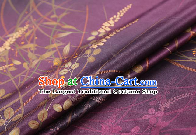 Chinese Traditional Gambiered Guangdong Gauze Classical Campanula Pattern Brocade Drapery Cheongsam Purple Silk Fabric