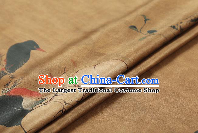 Chinese Traditional Ginger Gambiered Guangdong Gauze Cheongsam Silk Fabric Classical Peony Pattern Brocade Drapery