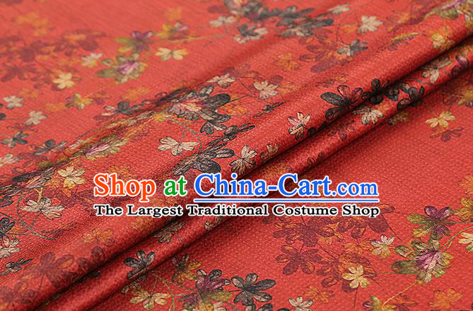 Chinese Classical Flowers Pattern Silk Fabric Traditional Brocade Drapery Cheongsam Red Gambiered Guangdong Gauze