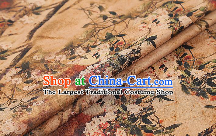 Chinese Classical Begonia Pattern Silk Drapery Traditional Cheongsam Gambiered Guangdong Gauze Ginger Brocade Fabric