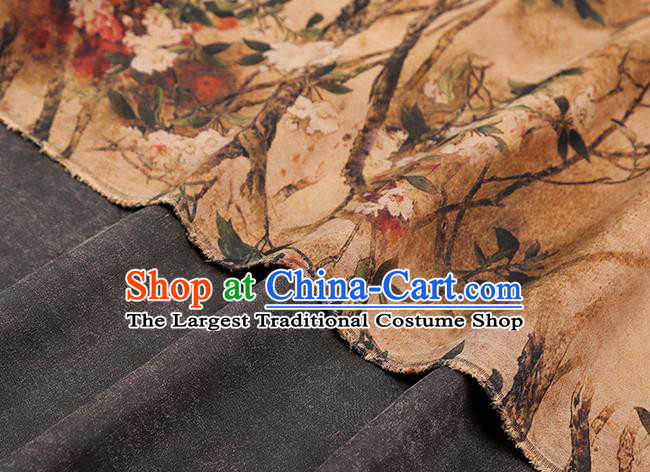 Chinese Classical Begonia Pattern Silk Drapery Traditional Cheongsam Gambiered Guangdong Gauze Ginger Brocade Fabric