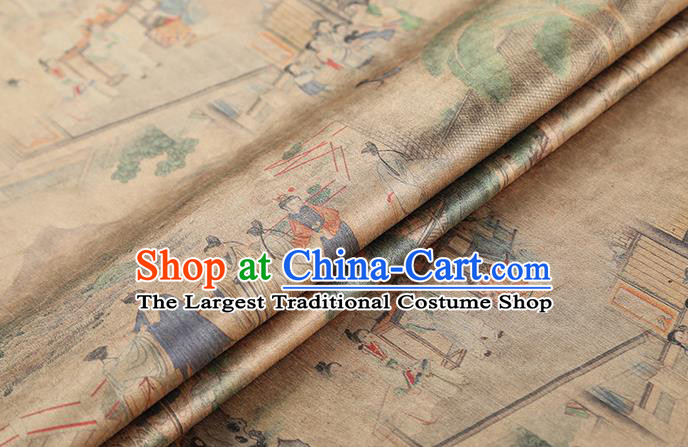Chinese Classical Dream of the Red Chamber Pattern Gambiered Guangdong Gauze Traditional Cheongsam Brocade Fabric Silk Drapery