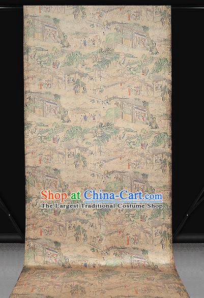 Chinese Classical Dream of the Red Chamber Pattern Gambiered Guangdong Gauze Traditional Cheongsam Brocade Fabric Silk Drapery