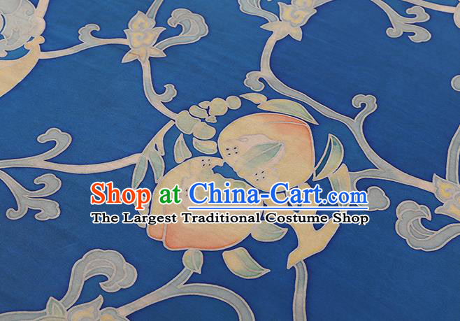 Chinese Traditional Cheongsam Brocade Fabric Classical Pattern Blue Gambiered Guangdong Gauze Silk Drapery