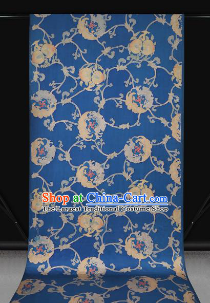 Chinese Traditional Cheongsam Brocade Fabric Classical Pattern Blue Gambiered Guangdong Gauze Silk Drapery