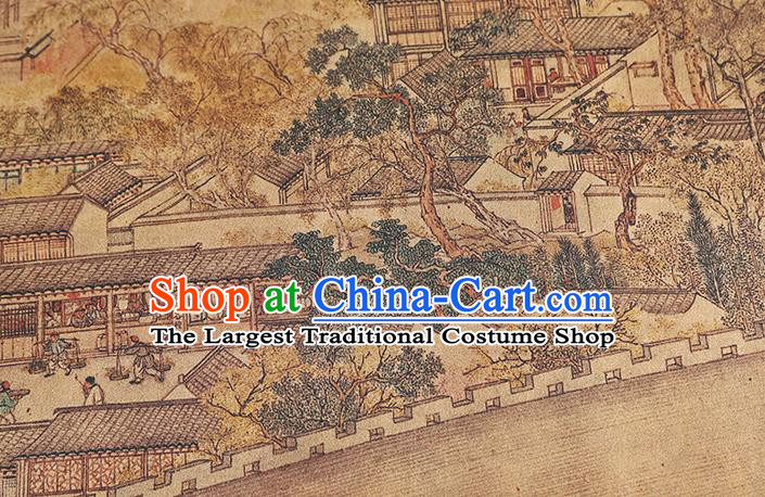 Chinese Traditional Cheongsam Brown Brocade Fabric Silk Drapery Classical Gu Su City Pattern Gambiered Guangdong Gauze