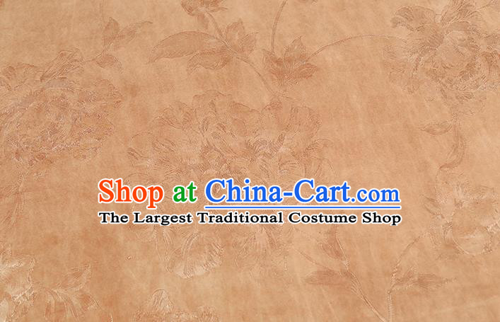 Chinese Jacquard Peony Ginger Silk Drapery Classical Gambiered Guangdong Gauze Traditional Cheongsam Brocade Fabric