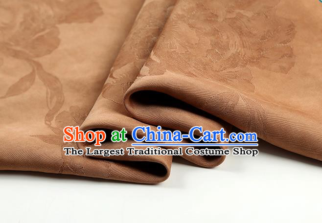 Chinese Jacquard Peony Ginger Silk Drapery Classical Gambiered Guangdong Gauze Traditional Cheongsam Brocade Fabric