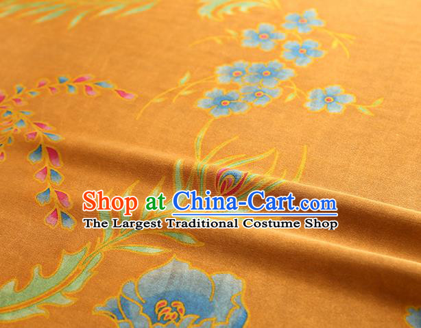 Chinese Traditional Feather Pattern Silk Drapery Cheongsam Orange Brocade Fabric Classical Gambiered Guangdong Gauze