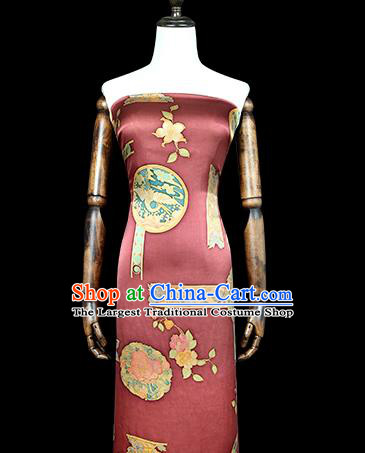 Chinese Traditional Peony Pattern Silk Drapery Cheongsam Brocade Fabric Classical Wine Red Gambiered Guangdong Gauze